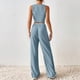 thumbnail image 5 of Conjunto de pantalón largo para mujer conjunto informal de 2 piezas de verano traje de vacaciones con cintura elástica Hugtrwg Para estrenar, 5 of 7