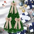 thumbnail image 5 of Large Christmas Tree Topper Bows 15.7x9.8 Inches - Snowflake Patterned Ribbon Bow, Khaki/Champagne Two-Tone Cloth Decor for Tree Top, Doors, Gift Boxes & Holiday Party (1Pc), 5 of 6