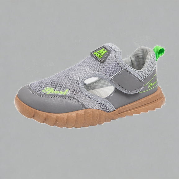 Krdevn Kids' Breathable Mesh Sport Sneakers, Adjustable Hook and Loop Strap, Soft Sole Beach Shoes for Spring, Summer,Sizes 9.5