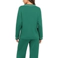 thumbnail image 4 of Womens Pajama Sets Long Sleeve Top and Pant V Neck Solid Color Two Piece Outfit Sets, 4 of 7
