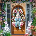 thumbnail image 6 of Beautynvta Easter Door Cover, 71''x35'' Cute White Bunny Wreath Door Banner, Spring Door Decoration for Front Door Porch Entryway Easter Party Decor, 6 of 6
