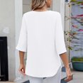 thumbnail image 2 of Jalioing Women's Chiffon Shirts Half Sleeve Crew Neck Summer Fashion Blouses Casual Trendy Plain Tops, 2 of 7