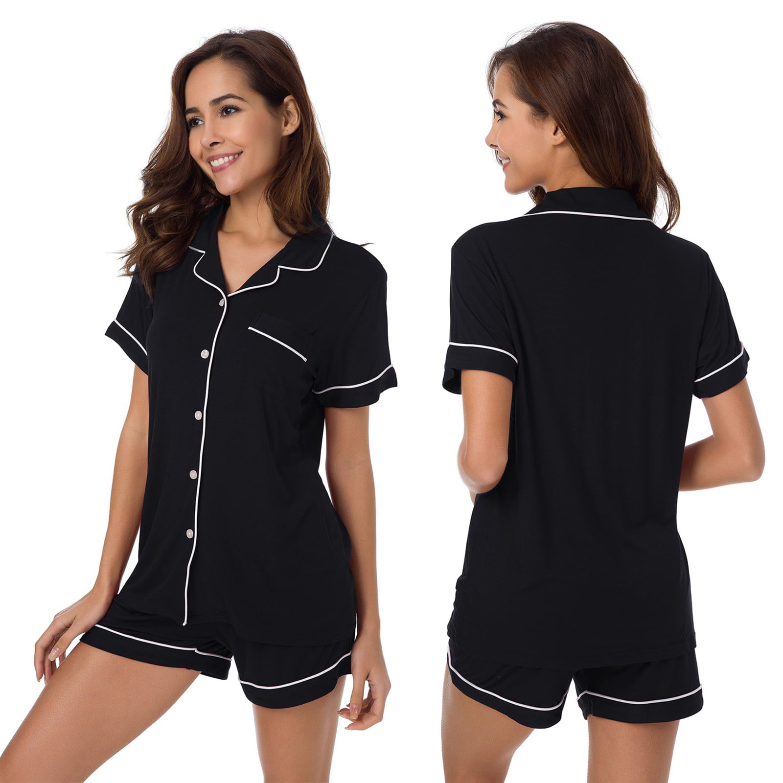SIORO Summer Ladies Pajamas Set Female Pajamas for Women Short Sleeve Sleepwear Soft Loungewear