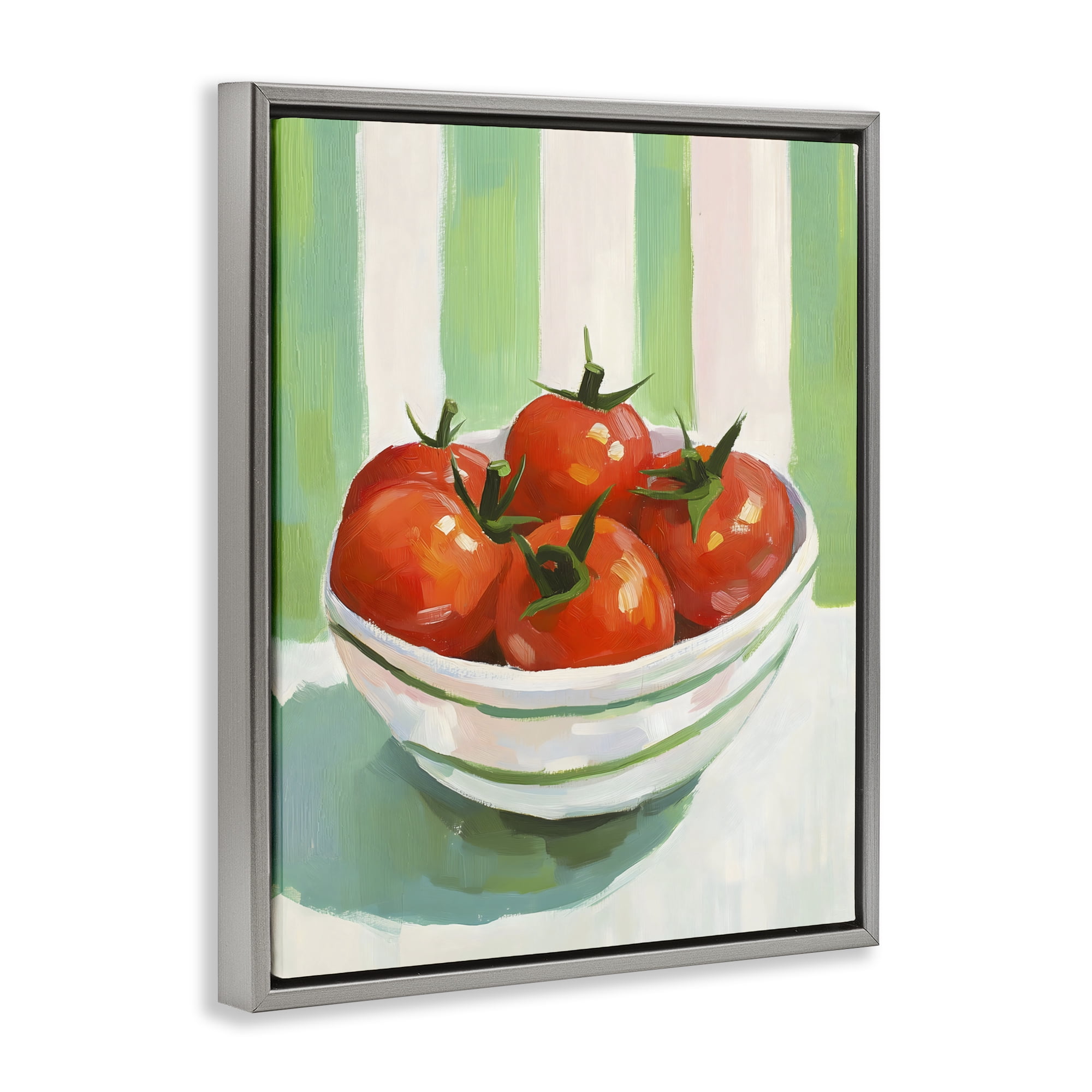 Stupell Industries Bowl of Fresh Tomatoes Gray Framed Floater Canvas Wall Art, design by The Prints Vibe