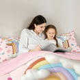 thumbnail image 5 of Manfei Monogrammed I Theme Queen Comforter Set,3D Cartoon Clouds Bedding Sets,Colorful Bow Rainbow Bedding Comforter Set For Girl Teens,Ultra Soft Bedroom Decor Reversible,3 Pieces, 5 of 8