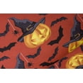 thumbnail image 2 of Halloween Lighted Pumpkins and Bats on Red 100% Cotton Fabric, 2 of 2