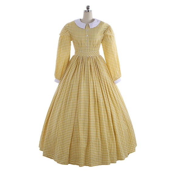 Victorian Era Dickens Ball Gown Civil War Plaid Dress Sweet Fresh Style Womens Historical Reenactment Apparel Ready to Ship