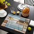 thumbnail image 3 of Blue Beige Brown Vintage Placemats Set of 6, Retro Farmhouse Elegant Pastoral Placemats for Dining Table, Place Mats for Kitchen Tabletop, Waterproof Wipeable Dining Table Mats Set, 3 of 9