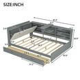 thumbnail image 5 of Full Size Platform Bed, Corner Bed Frame with Bookcase and Storage Drawers, Daybed Storage Bed Bookcase Bed Frame for Living Room Bedroom Guest Room, Grey, 5 of 7