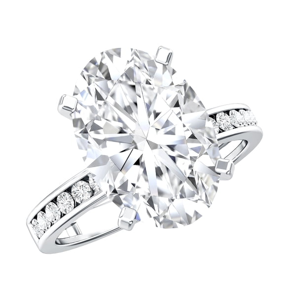 Rosec Jewels IGI Certified Lab Grown Diamond Oval Engagement Ring 4 Carat (E-VS1 Quality) - Big Diamond Ring - with Jewelry Box, 925 Sterling Silver, US 4.00