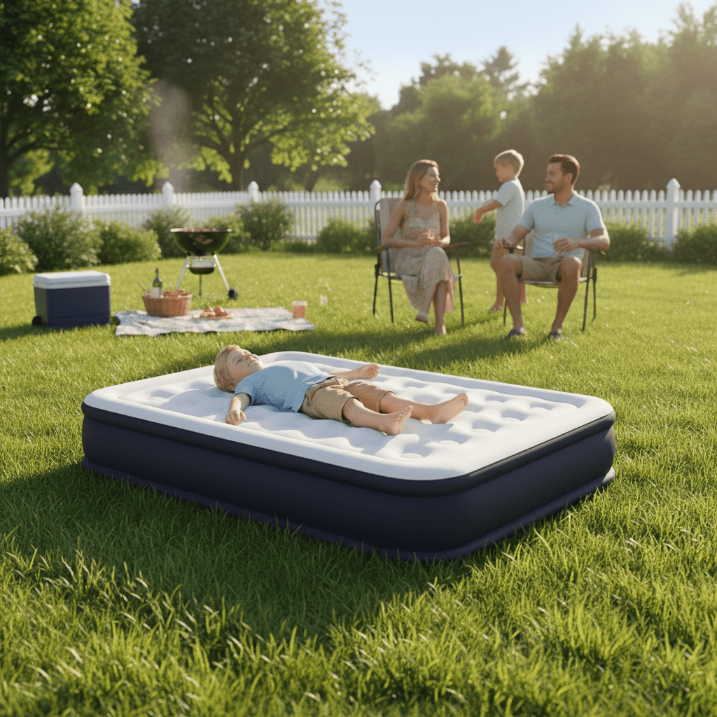 Atilioo Air Mattress with Built-in Pump, Inflatable Airbed, High Durability Blow Up Mattresses for Camping Home Camping Travel, 660lb Max, Twin Size 16 Inch, Black