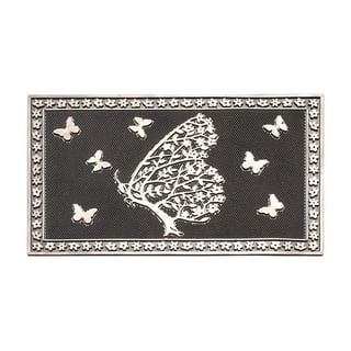 LARGE Custom Family Welcome Mat — Black Butterfly