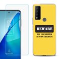thumbnail image 1 of Slim-Fit Gel TPU Phone Case for TCL 4X 5G, with Tempered Glass Screen Protector, by OneToughShield ® - Laughter, 1 of 3