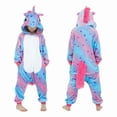 thumbnail image 1 of Mono de pijama de franela de felpa azul con puntadas Kigurumi, 1 of 3