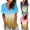 Blue, variant on Women's V Neck T Shirts Casual Rolled Short Sleeve Side Split Summer Tops Loose Fit S-XXL
