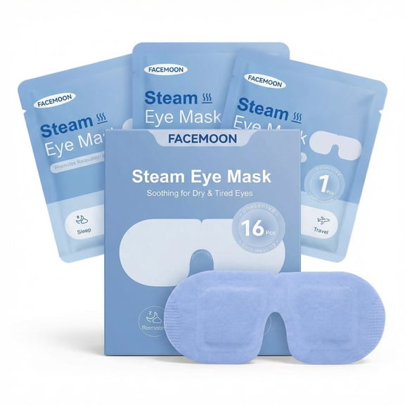 FACEMOON Steam Eye Masks – Self-Warming for Moisturizing & Relaxation | Paraben-Free Comfort for Sleep & Travel, 10 Count (6 Extra Pieces Included)