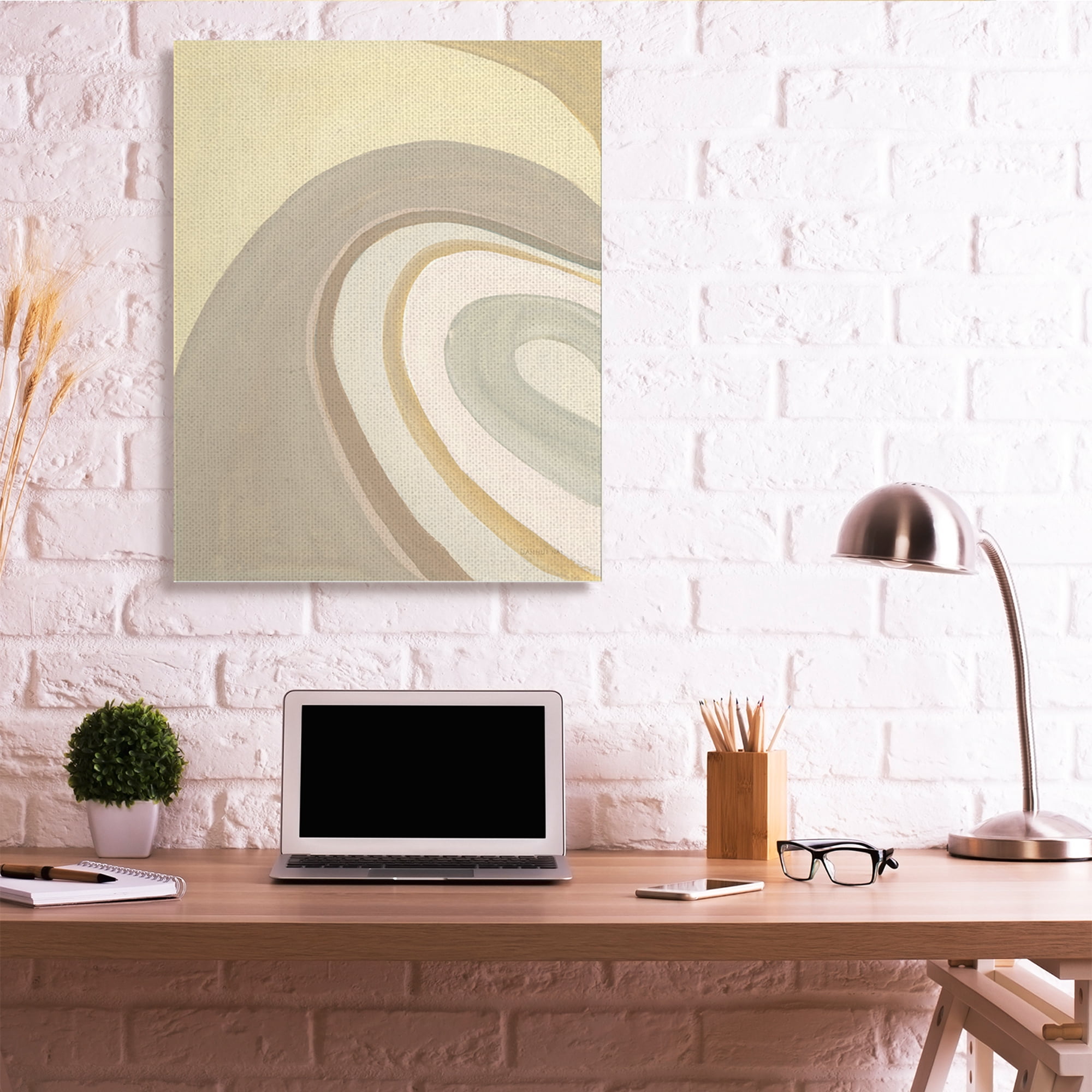 Stupell Industries Organic Grooved Abstraction Neutral Brown Yellow Canvas Wall Art, 36 x 48, Design by Danhui Nai