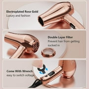 Lura Mini Travel Hair Dryer with Diffuser,Portable Dual Voltage Small Blow Dryer Foldabel with EU Plug Concentrator,Gold