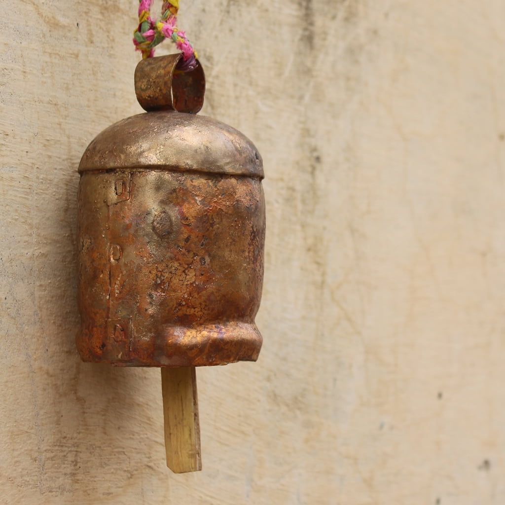 Cow Bell Indian Fair Trade Hanging Bell Metal Rustic Industrial Home Decor Gift 