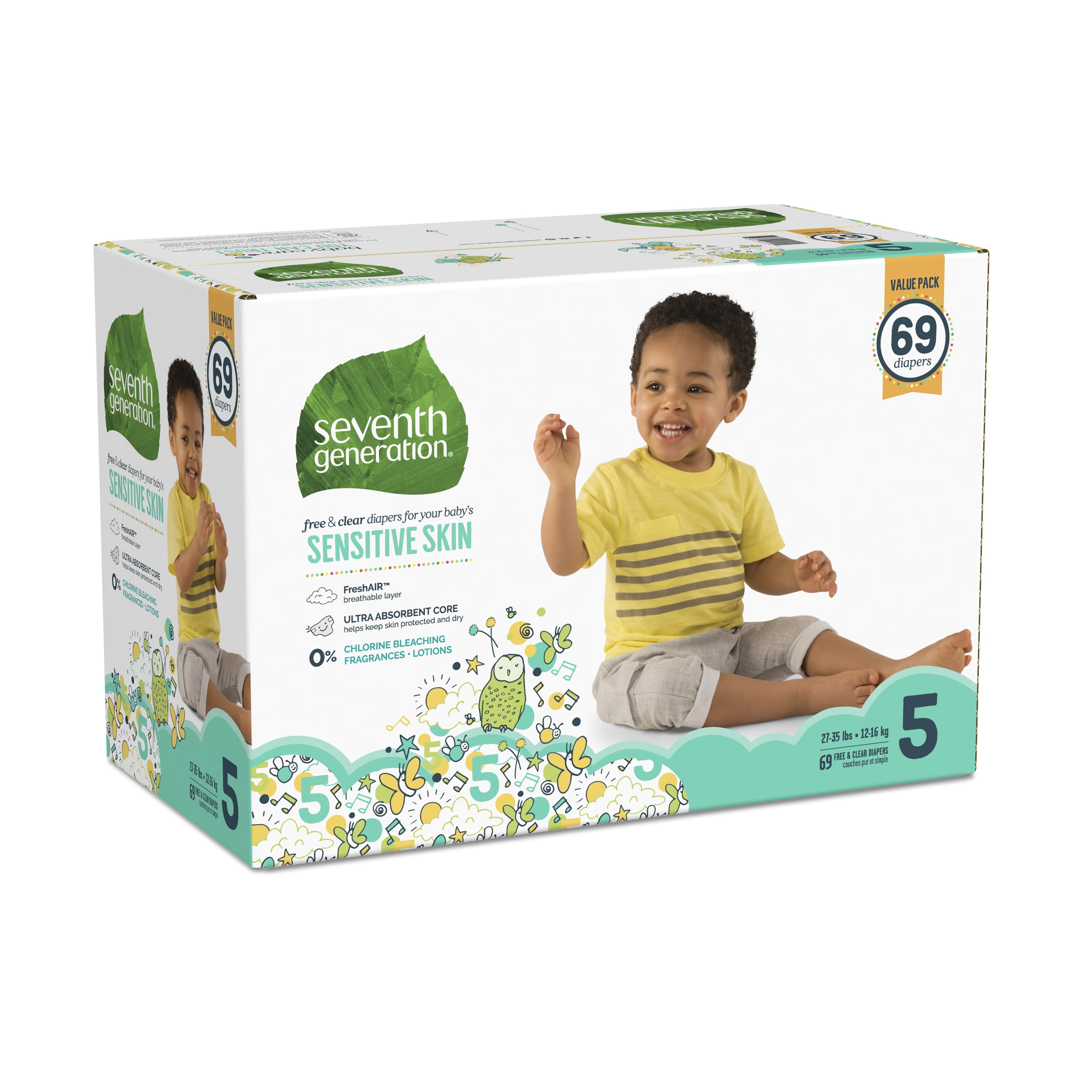 Seventh Generation Size 5, 27+ lbs Baby Diapers 69 Count - Walmart.com - Walmart.com Seventh Generation Size 5, 27+ lbs Baby Diapers 69 Count - Walmart.com - Walmart.com