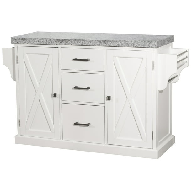 Hillsdale Furniture Brigham Solid Wood Kitchen Island, White with