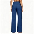 thumbnail image 3 of Yifymode Women High Waist Straight Leg Pants Casual Wide Leg Trousers with Pockets for Work,Navy S, 3 of 4