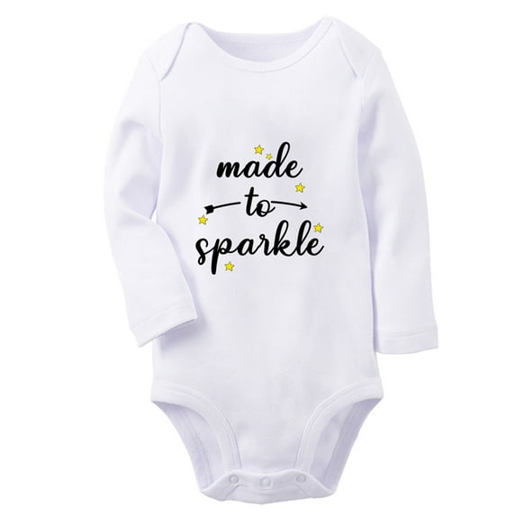 Babies Made To Sparkle Funny Rompers, Newborn Baby Unisex Bodysuits, Infant Jumpsuits, Toddler 0-12 Months Kids Long Sleeves Oufits (White, 6-12 Months)