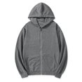 thumbnail image 2 of Sudadera con capucha para hombre, con cremallera completa, manga larga, ligera, sólida, deportiva, con capucha gris M Unique Bargains Sudadera, 2 of 6