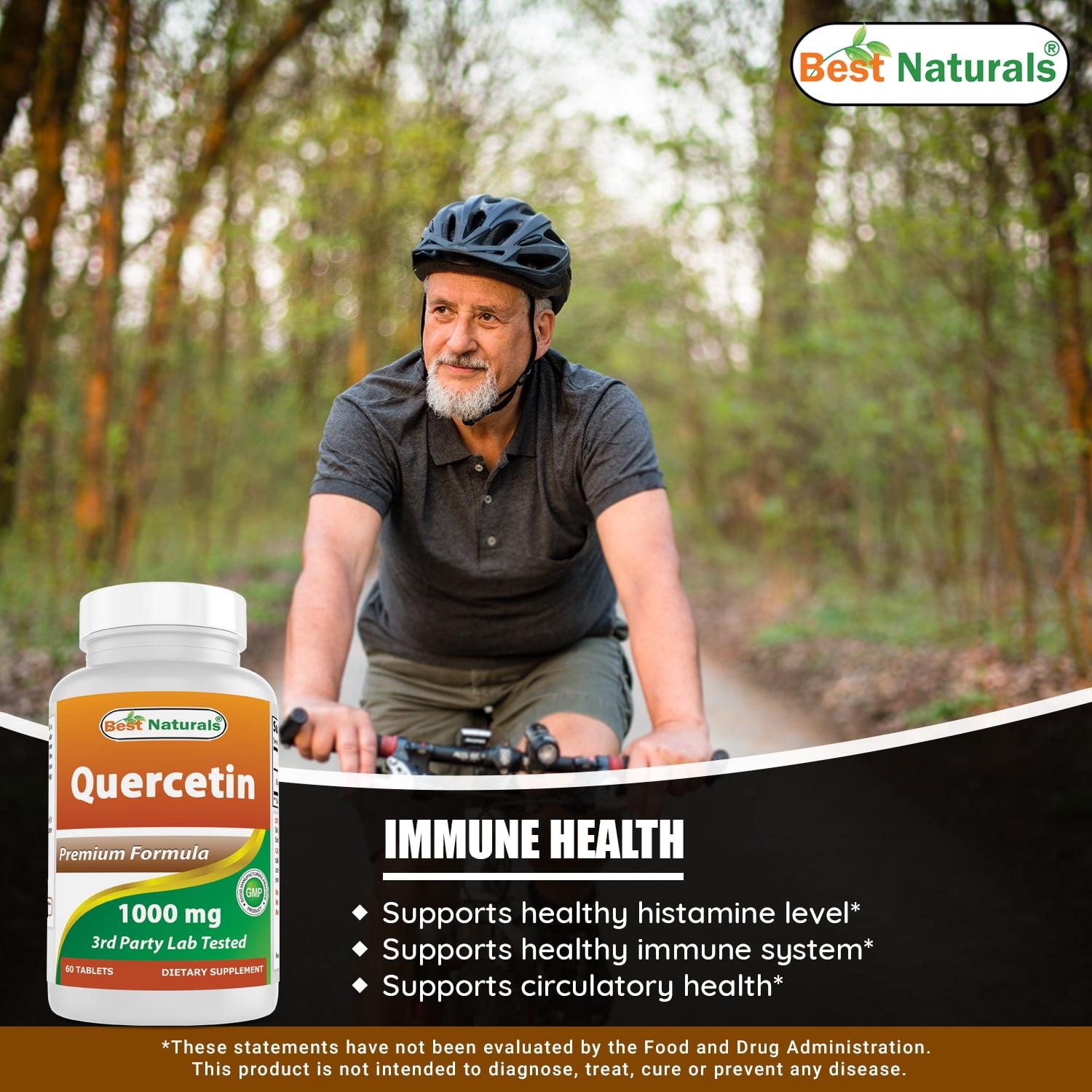 2 Pack Best Naturals Quercetin 1000 mg 60 Tablets | Immune Health