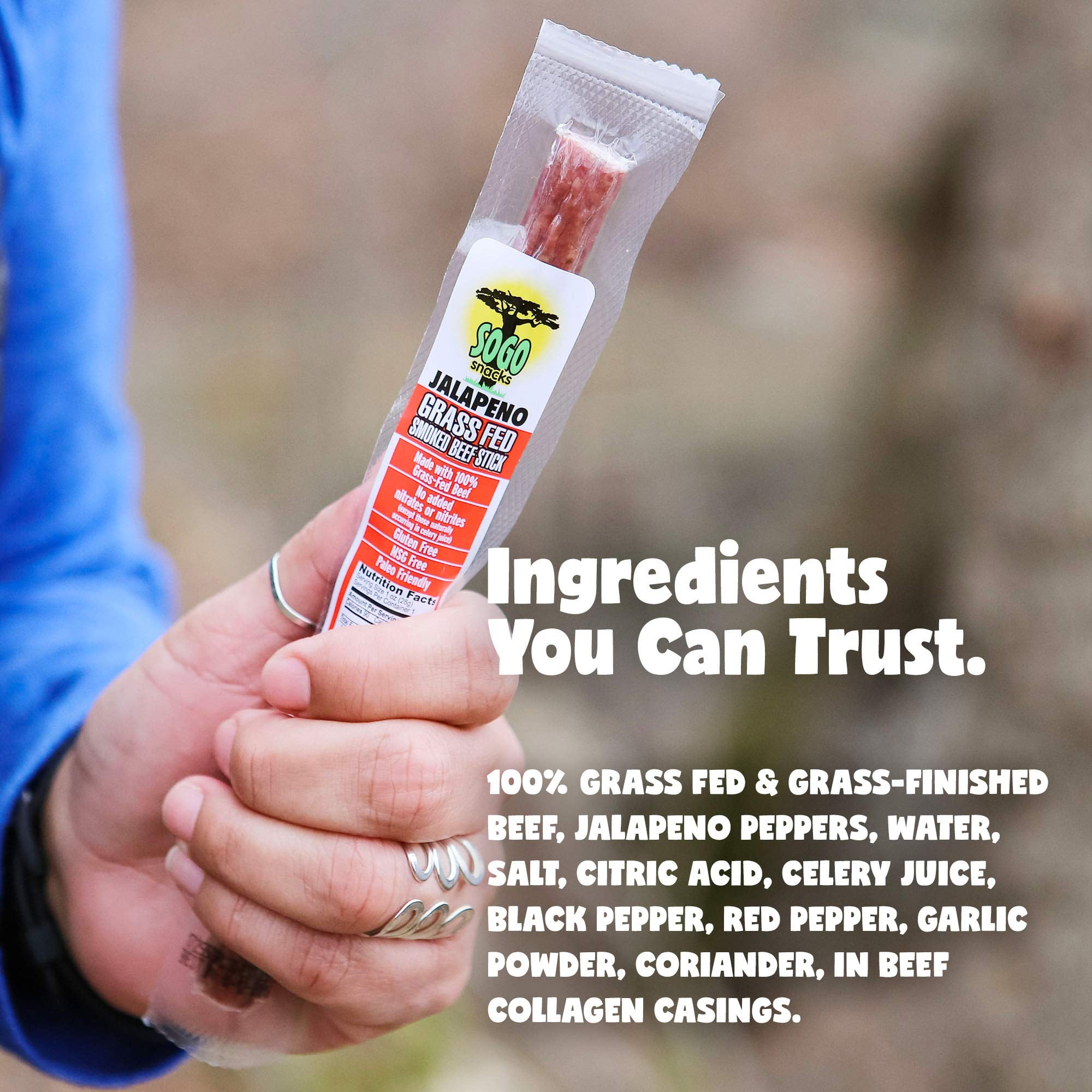 100% Grass-Fed, Paleo, Whole30 and Keto Friendly Beef Sticks: MSG, Gluten and Soy Free, Never Given Antibiotics or Hormones (Jalapeno Flavor, 48-Count, 1-oz Stick)