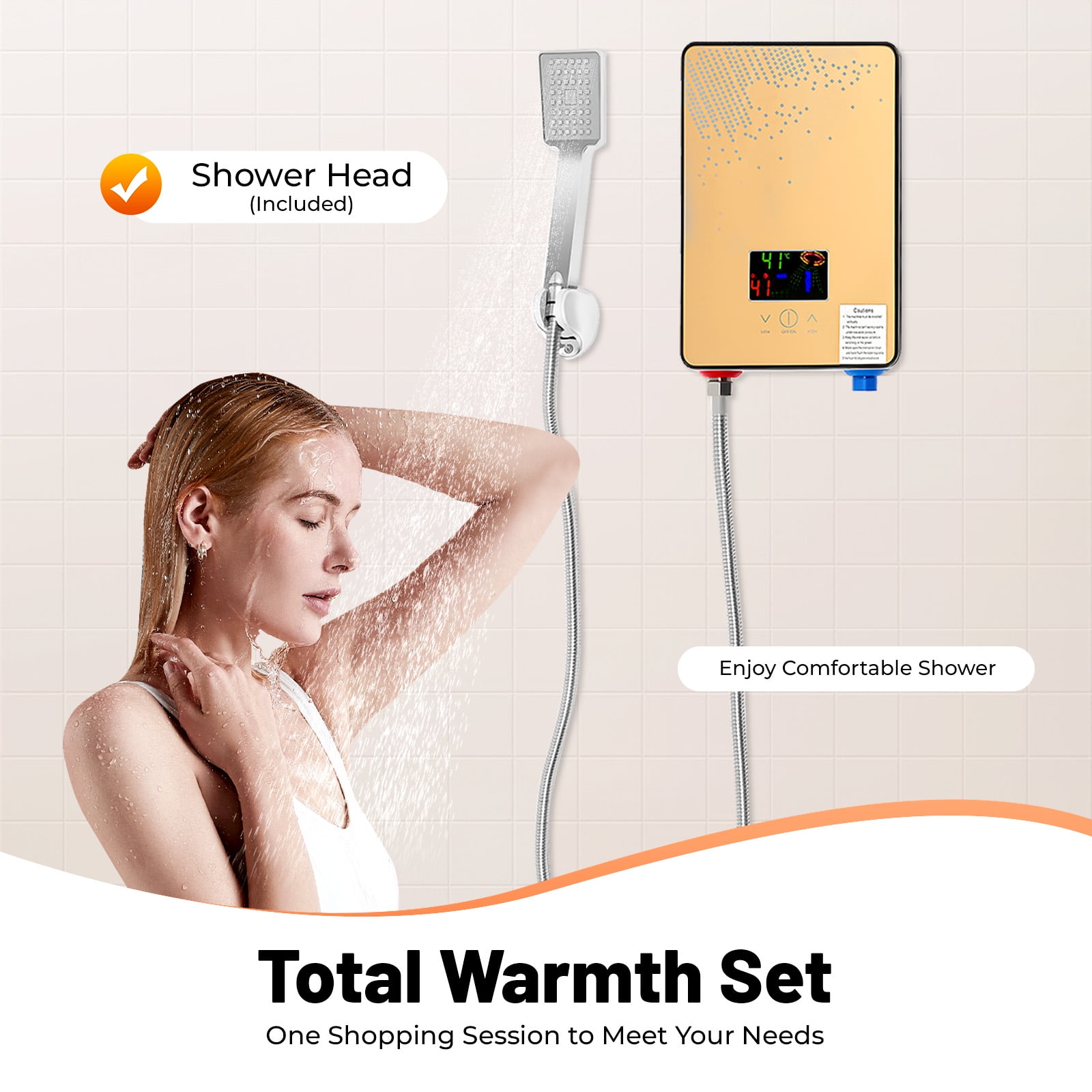 DUYIWAA Water Heater 110V 4500W Instant Electric Tankless Hot Water Heater On Demand Whole House LED Display