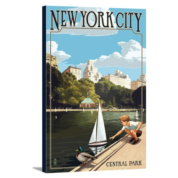 New York City, New York - Central Park - Lantern Press Poster (16x24 Gallery Wrapped Stretched Canvas)