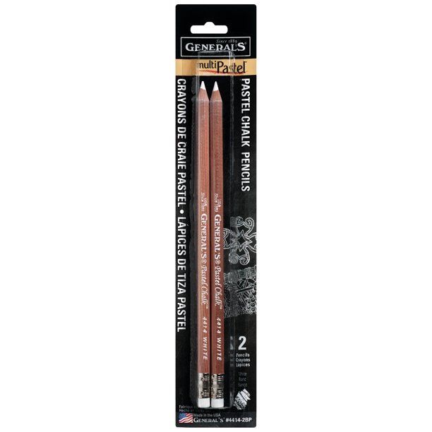 General Pencil MultiPastel Chalk Pencil Set, 2Pencils, White