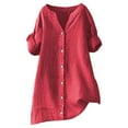 thumbnail image 3 of Women Shirts Women'S Office Ready Linen Shirt - Structured Button Down Blouse,Red Women Shirts 3XL, 3 of 9