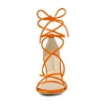 thumbnail image 6 of BLISSFUL STEP Women's Shoes Open Toe Lace Up Block Heel Strappy Heels Orange 11, 6 of 8