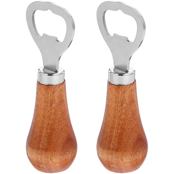 Masteelf 2pcs Beer Bottle Openers Manual Bottle Openers Beer Soda Beverage Openers with Wooden Handle