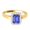 thumbnail image 2 of Aonejewelry 0.65 Ct. Ttw Emerald Cut Sapphire and Diamond Ring In 10k Yellow Gold, 2 of 4