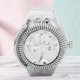 thumbnail image 4 of Montre à quartz ronde à rabat avec anneau et fleur rose pour femme (blanche), 4 of 4