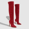 thumbnail image 3 of Mepaouo Rhinestones Boots for Women 2025 Sexy Pointed Toe Stiletto High Heels Stretch Thigh High Boots, 3 of 6
