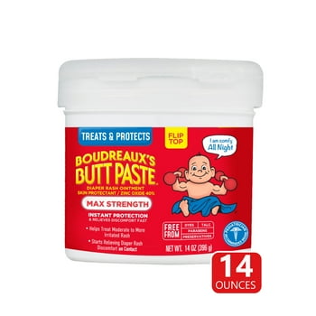 Boudreaux's Butt Paste Maximum Strength, Baby Diaper  Cream, Ointment, 14 oz Flip-Top