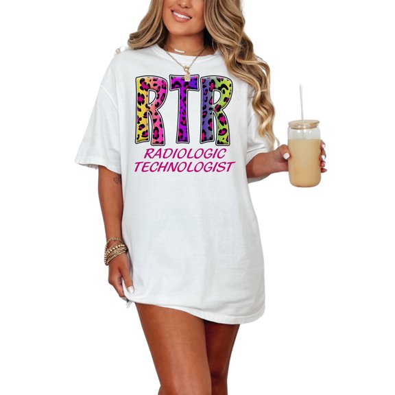 Radiologic Technologist Leopard Print, Radiologic Technologists Gift Shirt, Unique RTR Shirt, Colorful Radiology Gift Tee, White Comfort Colors T-Shirt, Small
