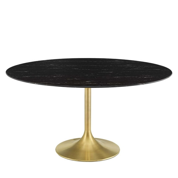Dining Table, Round, Artificial Marble, Metal Steel, Gold Black, Modern Contemporary Urban Design, Kitchen Room Cafe Bistro Restaurant Hospitality