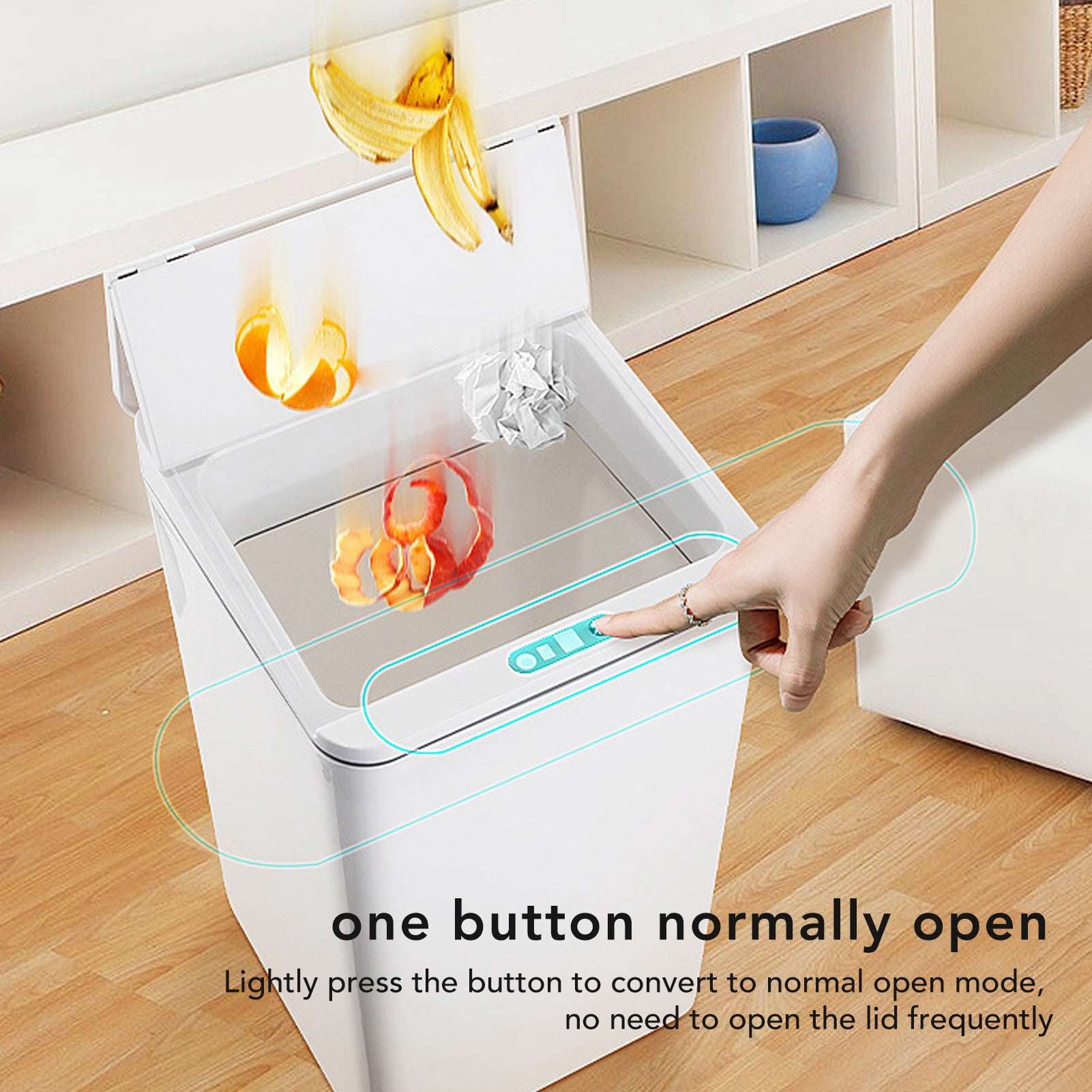 BIMZUC 9L Smart Sensor Trash Can, USB Charging Automatic Electric Garbage Bin with Foldable Lid for Kitchen, Bathroom, Office, White