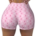 thumbnail image 2 of Haiem Breast Cancer Awareness5 No Front Seam Biker Shorts for Women Yoga Workout Gym Bike Shorts with Tummy Control Moisture-Wicking-Small, 2 of 9