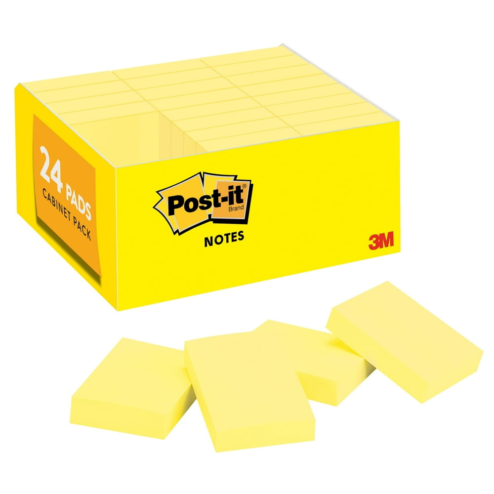 Postit Notes Value Pack, 1 3/8" x 1 7/8", Canary Yellow, 24 Pads