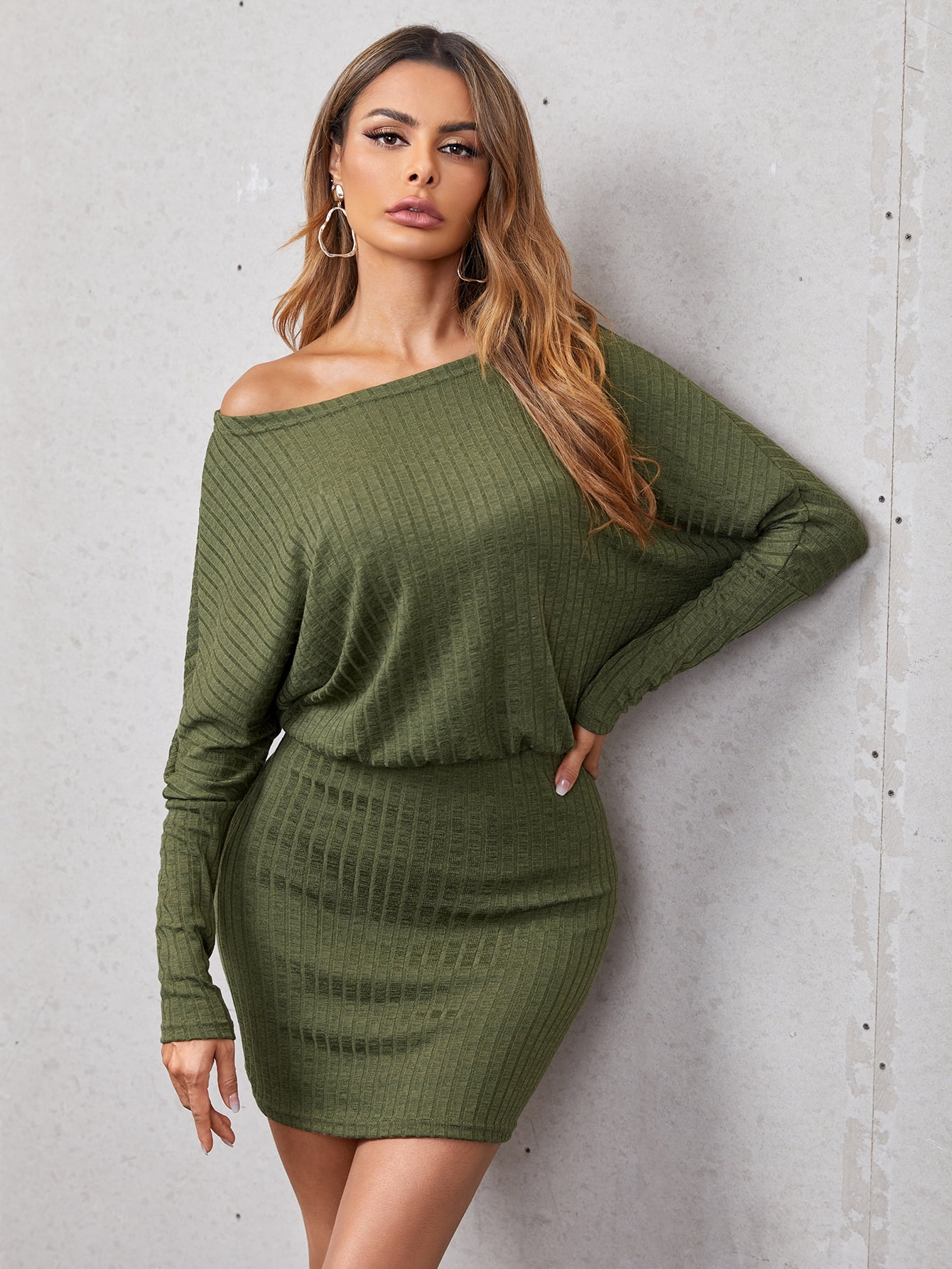 Women's Dolman Sleeve Rib knit Blouson 
