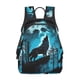 thumbnail image 1 of Balery Blue Full Moon Wolf Mochila ligera para hombre y mujer: duradera e impermeable, ideal para la escuela, el trabajo, viajes y uso diario., 1 of 7