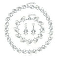 thumbnail image 1 of Bridal Wedding Jewelries Rhinestone - Faux Pearl Chain Necklace Dangle Earrings, 1 of 9