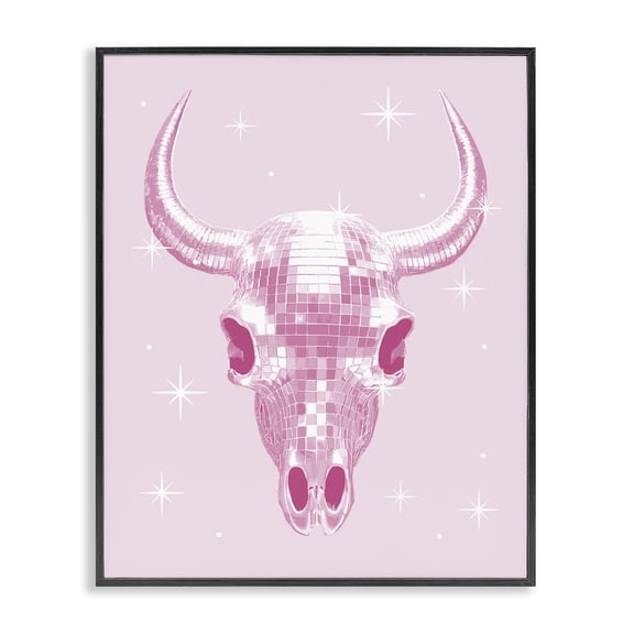 Stupell Industries Pastel Disco Cattle Skull Animals Painting Black Framed Art Print Wall Art, 11 x 14