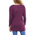 thumbnail image 2 of SHIBEVER Women Tops Fall Long Sleeve Tunics Tops Fashion Casual V Neck Purple T-Shirts Cute Buttons Side Tops Blouses Size L, 2 of 5